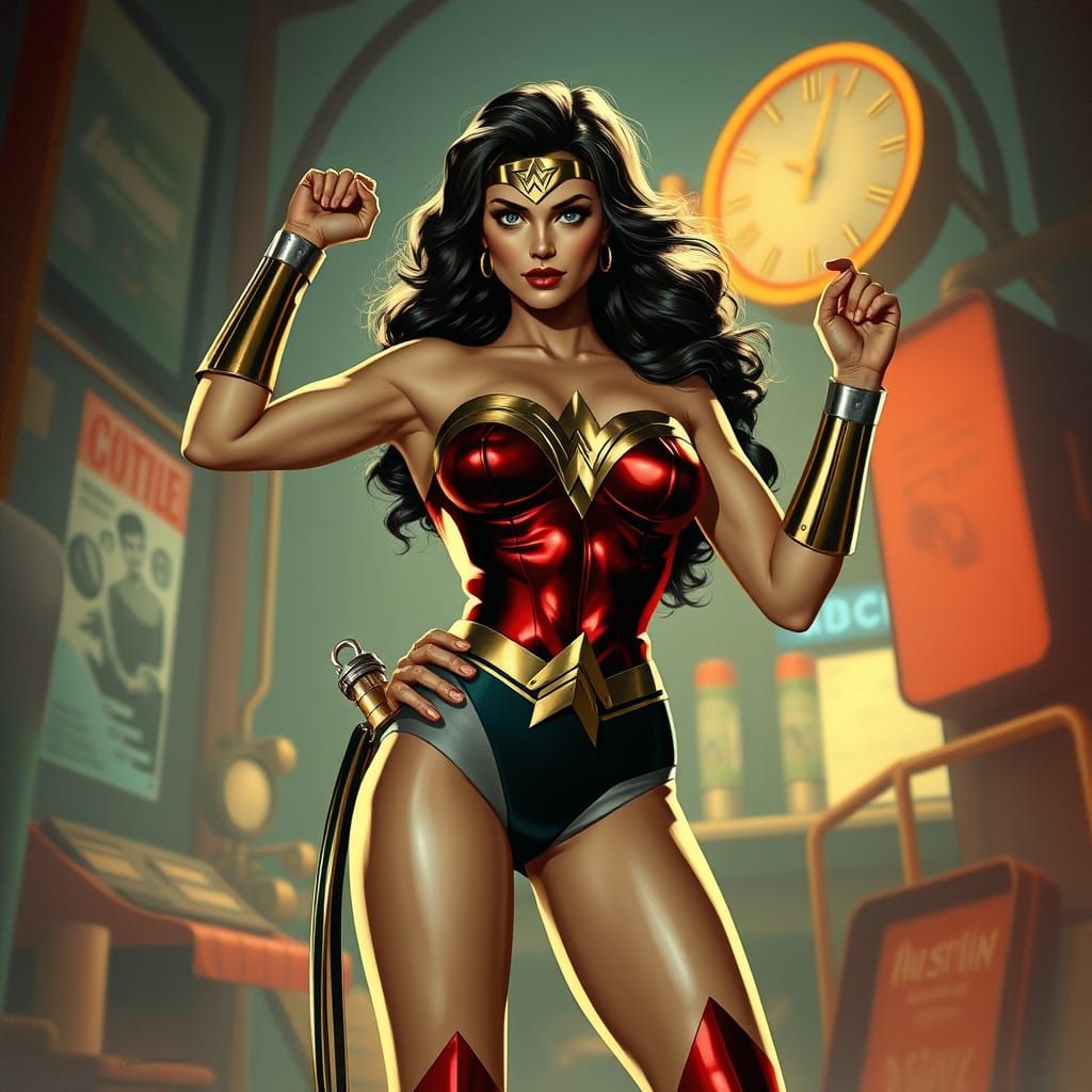 Wonder Woman Bikini in Vintage Film Noir Style