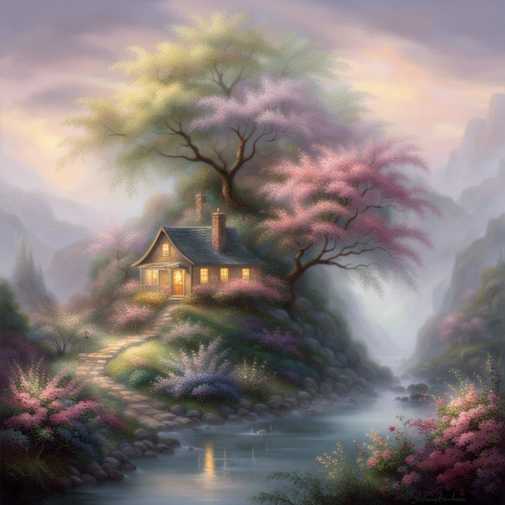 Hyperdetailed Ethereal Island Paradise in a Romantic Style