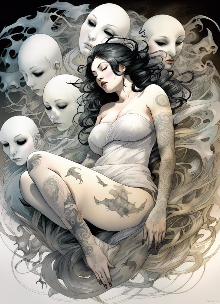 Tattooed Goddess of Ghosts: Fantasy Portrait