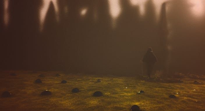 Eerie Obsidian Landscape with Black Sun, Tim Burton Style