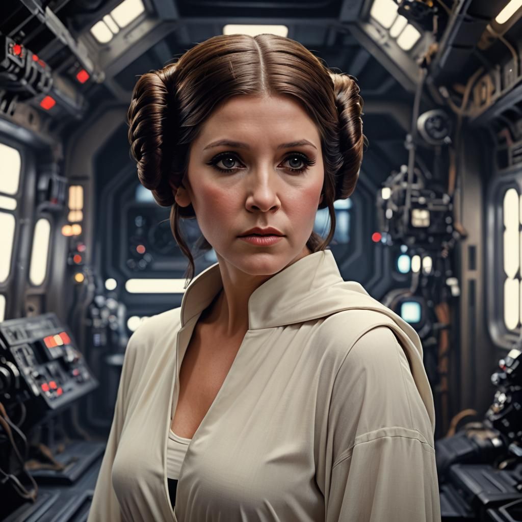 Princess Leia Portrait in Hyperrealistic Style