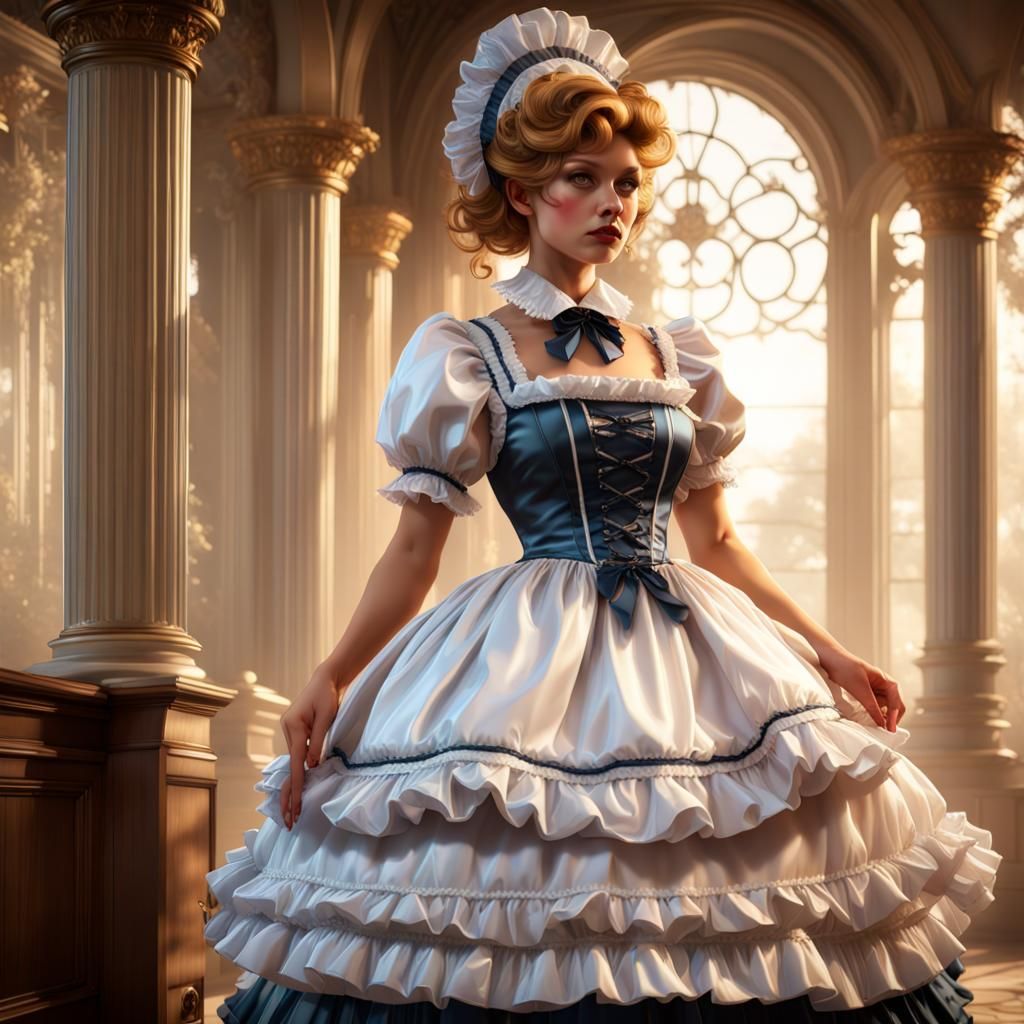 Satin Maid Portrait in 1700s Fantasy Style