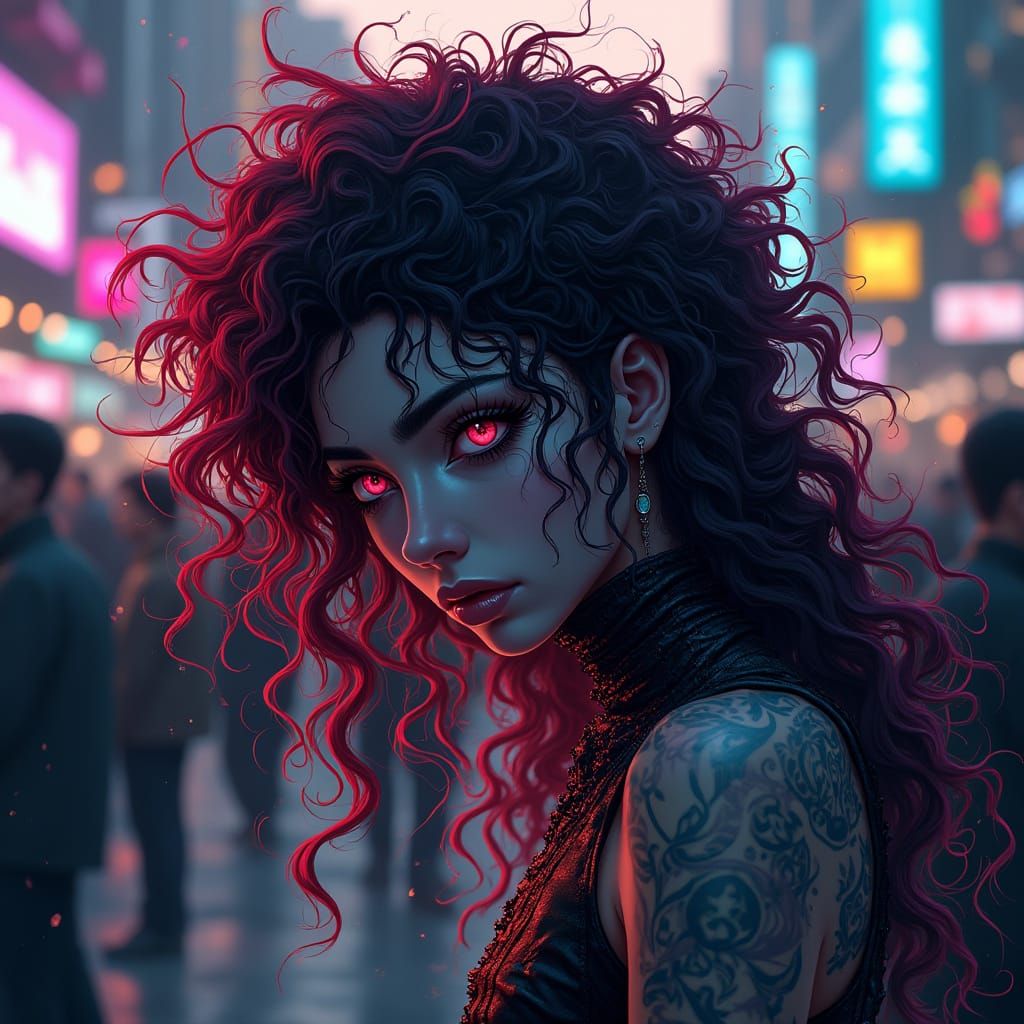 Mesmerizing Anime-Inspired Portrait of a Frenzied Woman
