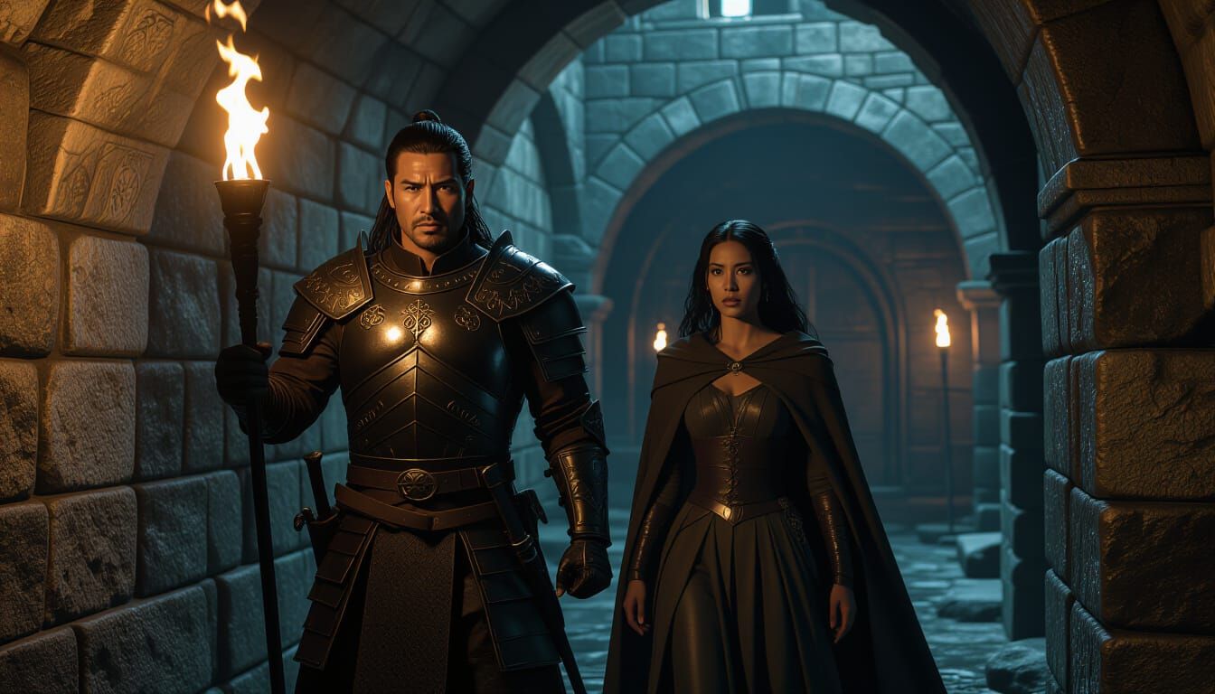 Dungeon Exploration in Dark Fantasy Style