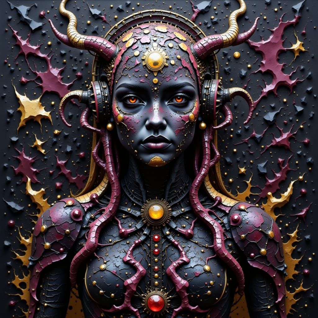 Ethereal Digital Art in Dark Watercolor Style