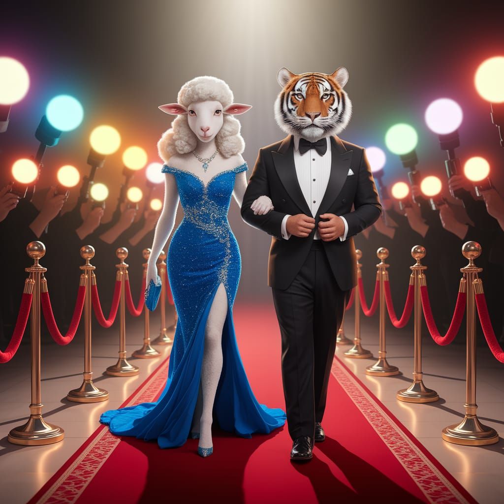 Royal Blue Dream Couple Strut Down Red Carpet