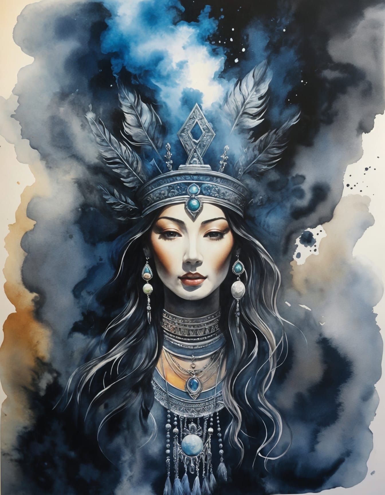 Goddess of Smoke in Watercolor Painting