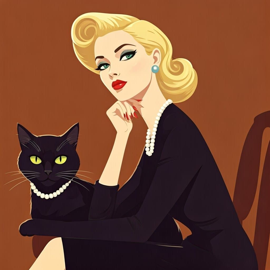 Vibrant 1950s Siren in Vintage Comic Book Style