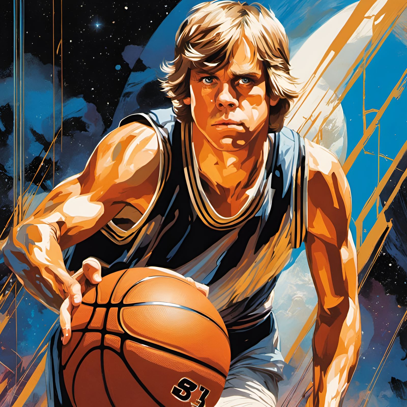 Luke Skywalker Portrait in Renaissance Comic Style