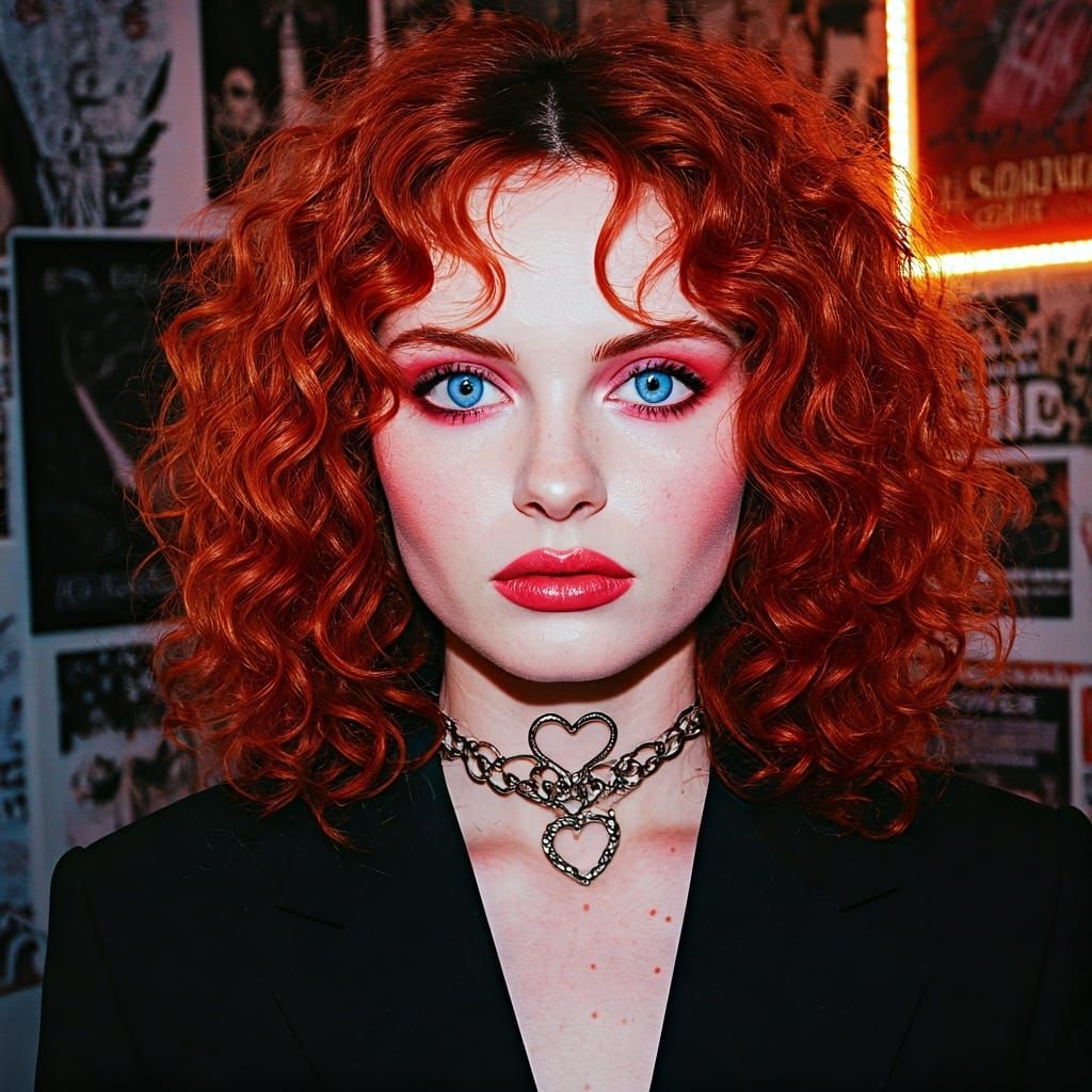 Grunge Style Photo of a Redhead with Blue Eyes