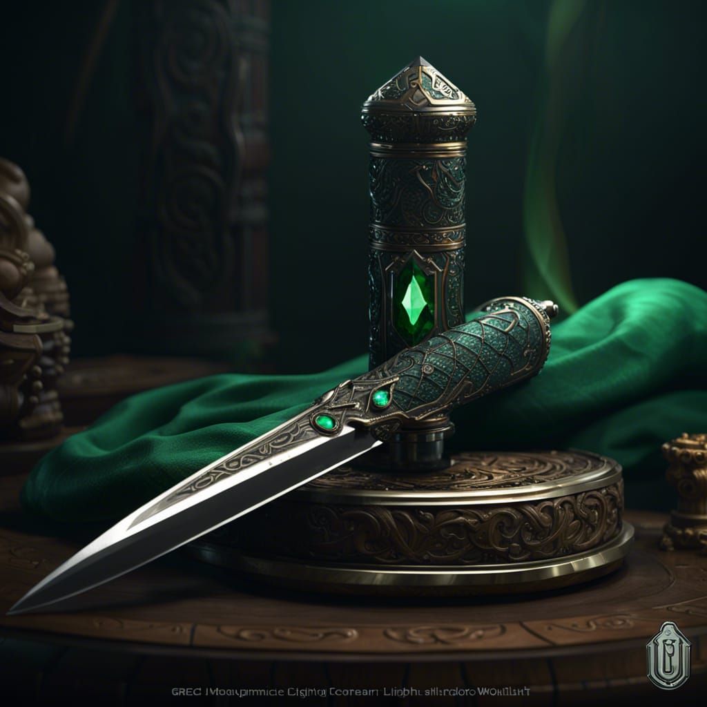 Ebony Dagger with Serpent, Dark Fantasy Concept Art
