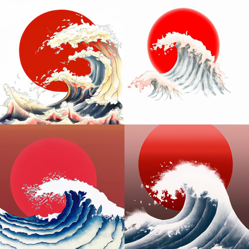 Japanese Rising Sun Over Water Digital Art