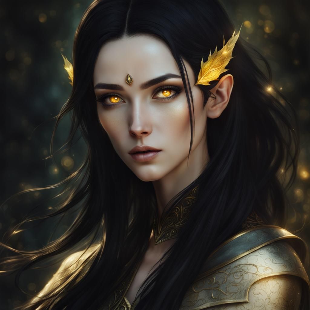 Beautiful Elven Woman with Golden Eyes