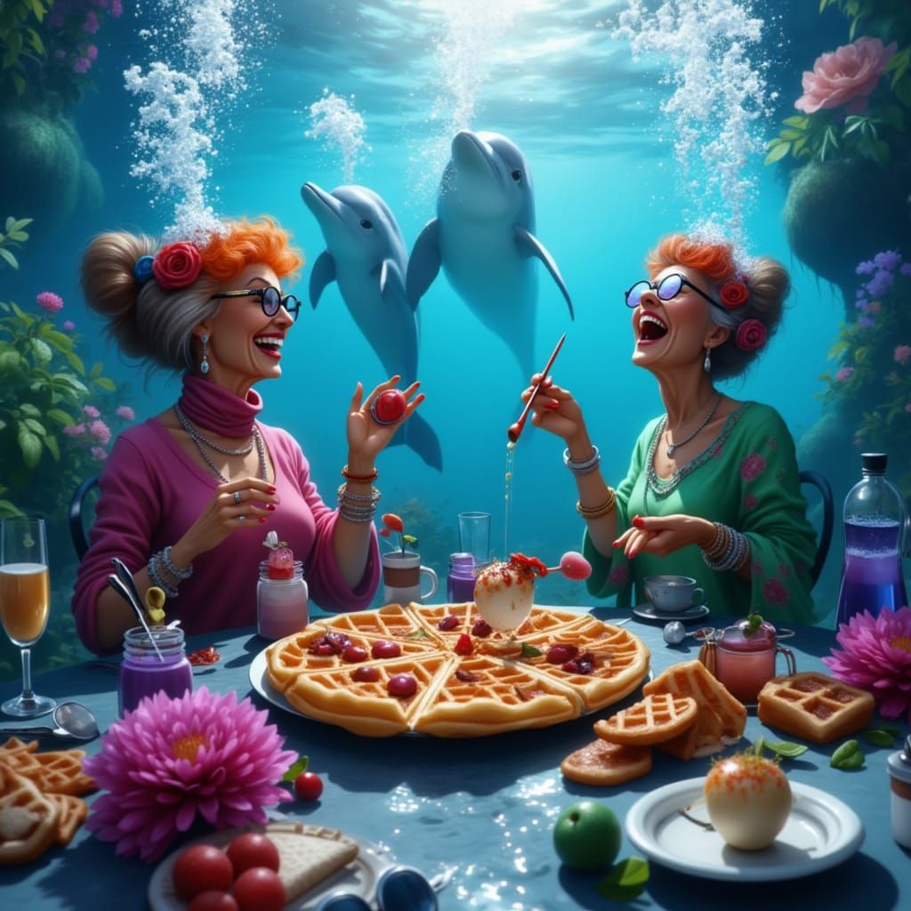 Waffle Athlete Trains Dolphins in Neon Atlantis City