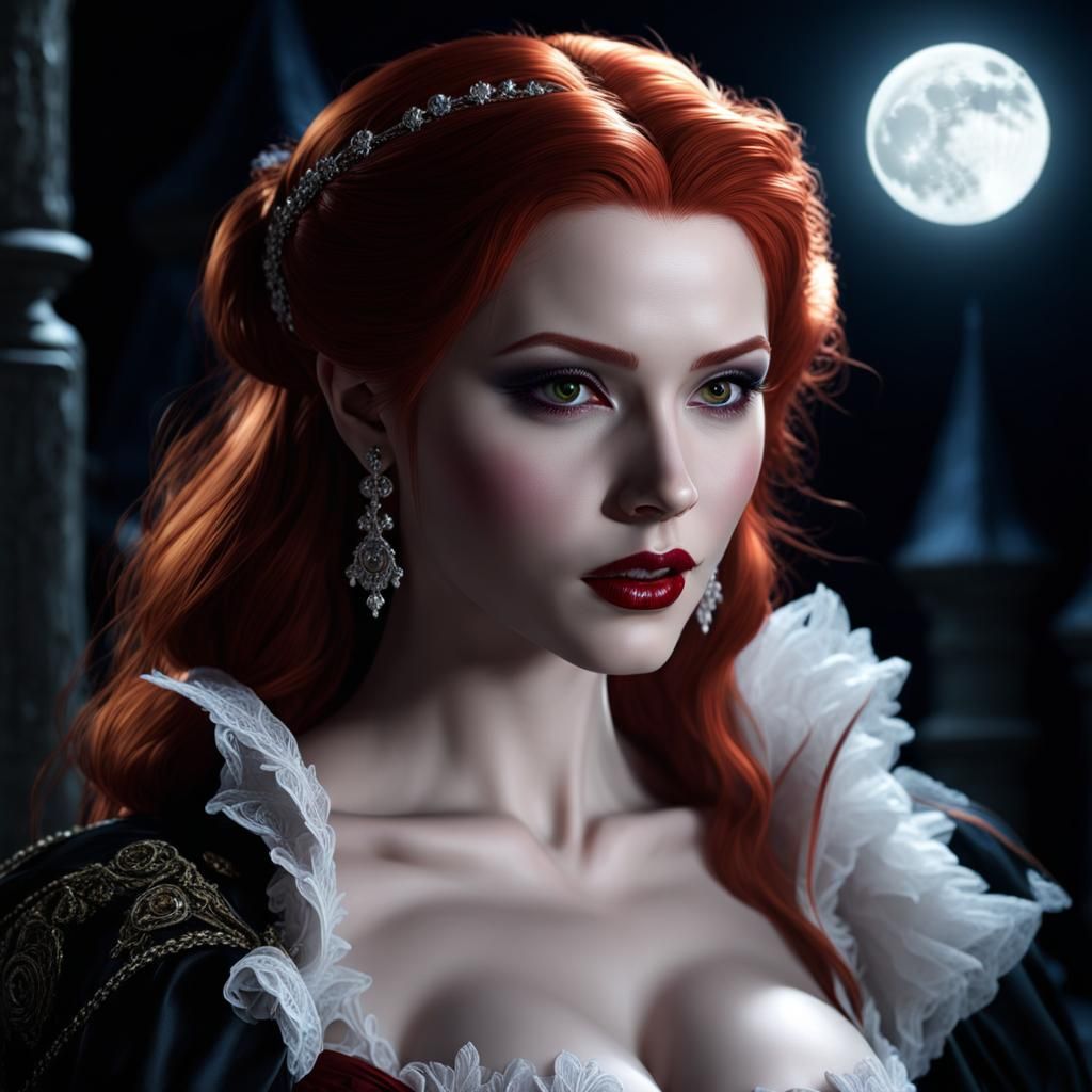 Moonlit Vampire Portrait in Hyperrealistic 8k