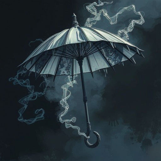 A Futuristic Umbrella in a Deserted Cityscape