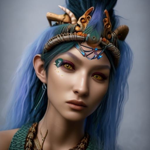 fantasy shaman, beautiful hungarian|indonesian woman, with dreadlocks,realistic render, Dungeons and Dragons, Fantasy, o...