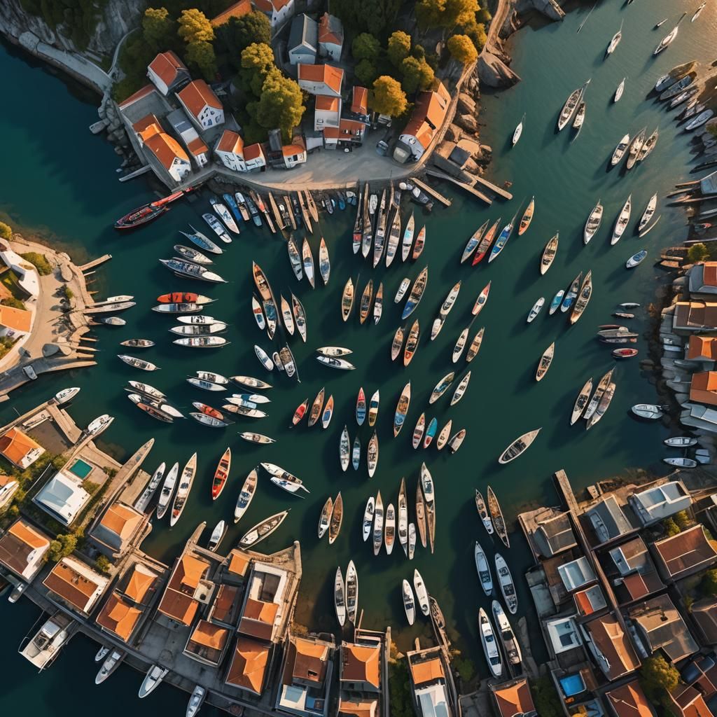 Fantasy Harbour Sunset Drone View