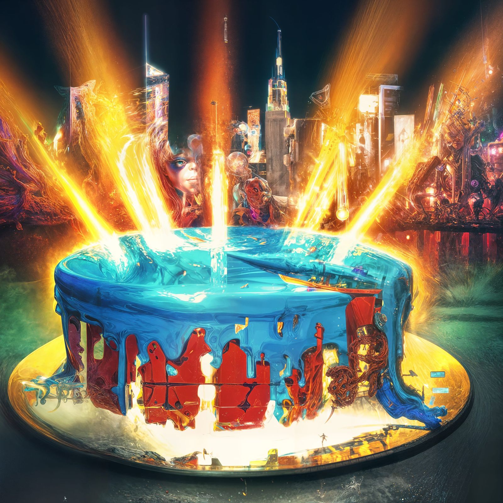 Giant Cheesecake Eats New York: Eldritch Splash Art