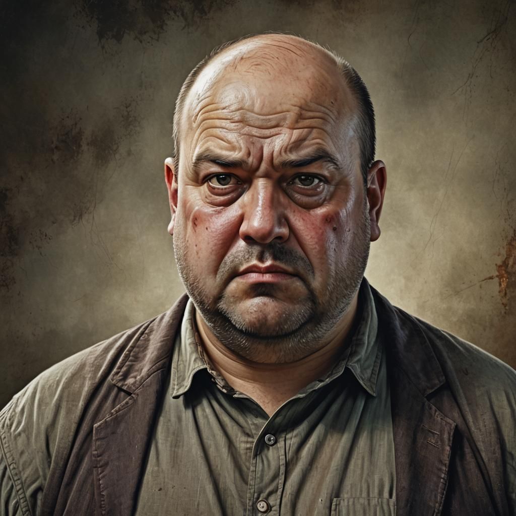 Hyperrealistic Portrait of Balding Professor in Matte Painti...