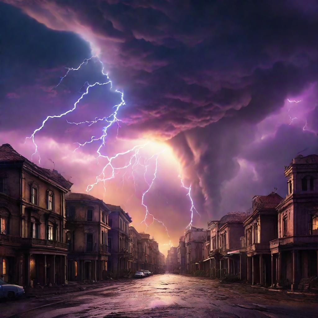 Tornado Devastates Ancient City: Fantasy Concept Art