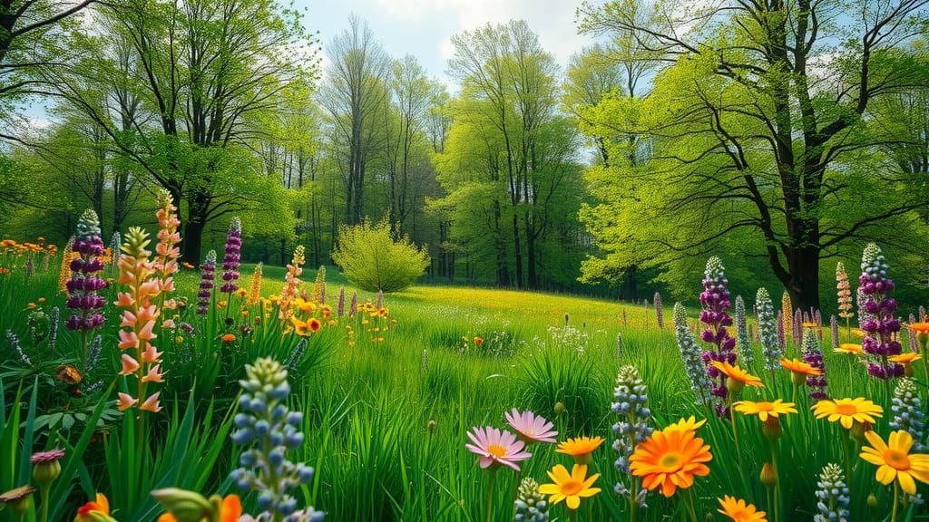 Lush Landscape in Van Gogh's Post-Impressionist Style