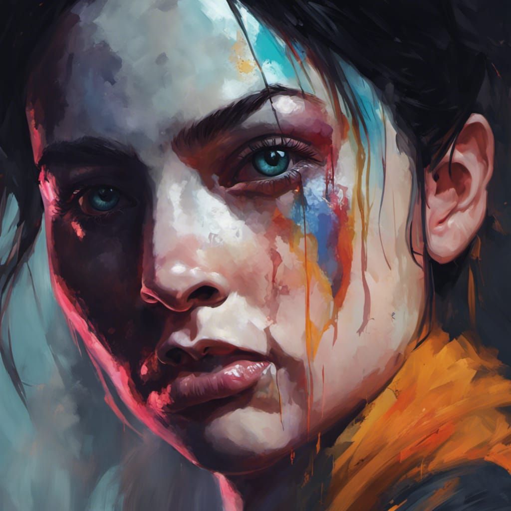 Haunting Figure in Shadows: Hyperrealistic Splash Art