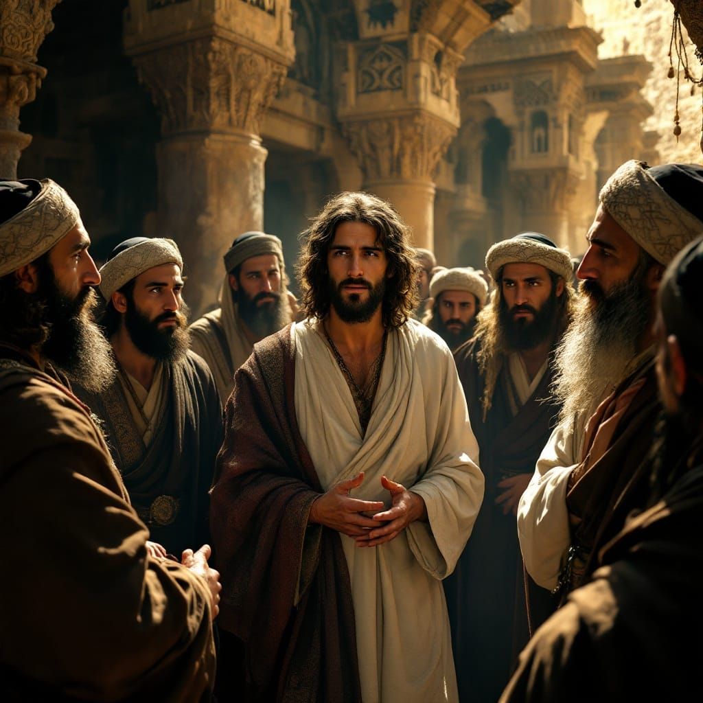 Devout Jewish Scribes Confront Jesus in Ancient City