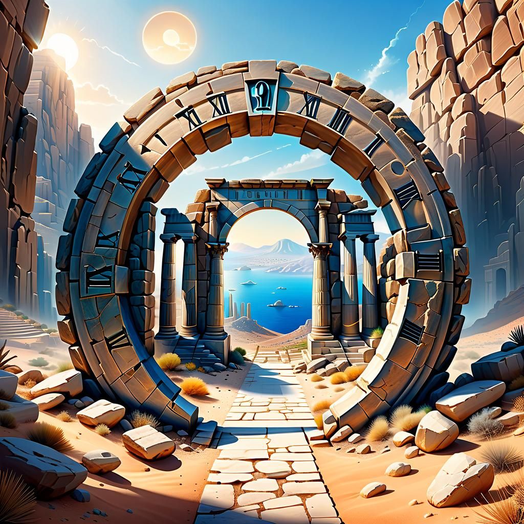 Ancient Greece Vista Through Desert Portal