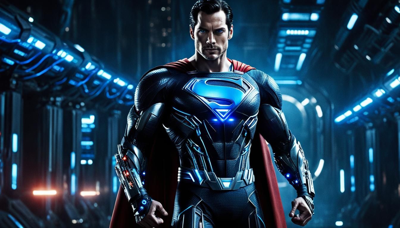 Futuristic Cyborg Superman in Sci-Fi Digital Art