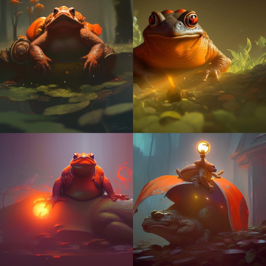 Hyperdetailed Toad Concept Art in Orange and Teal