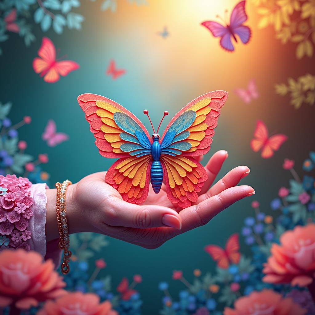 Colorful Butterflies in 3D Papercut Art