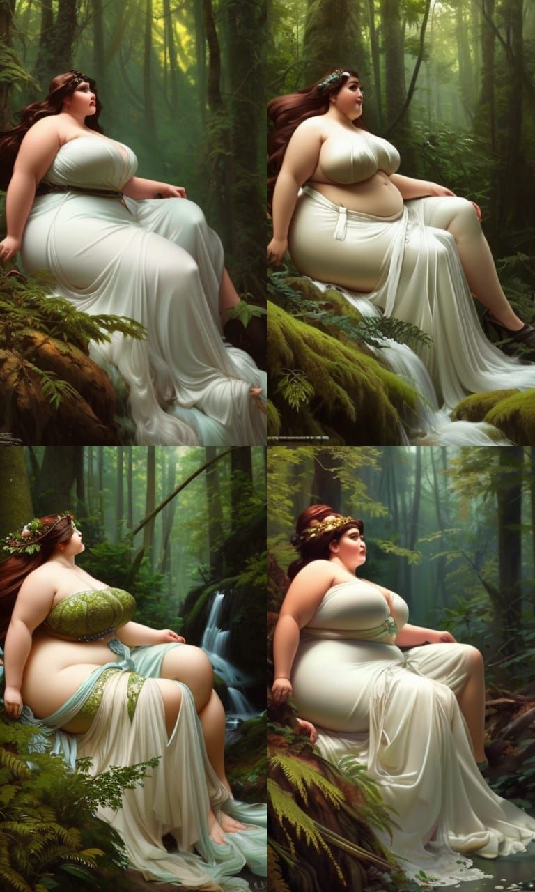 Detailed Portrait of Woman in Forest, Art Nouveau Style