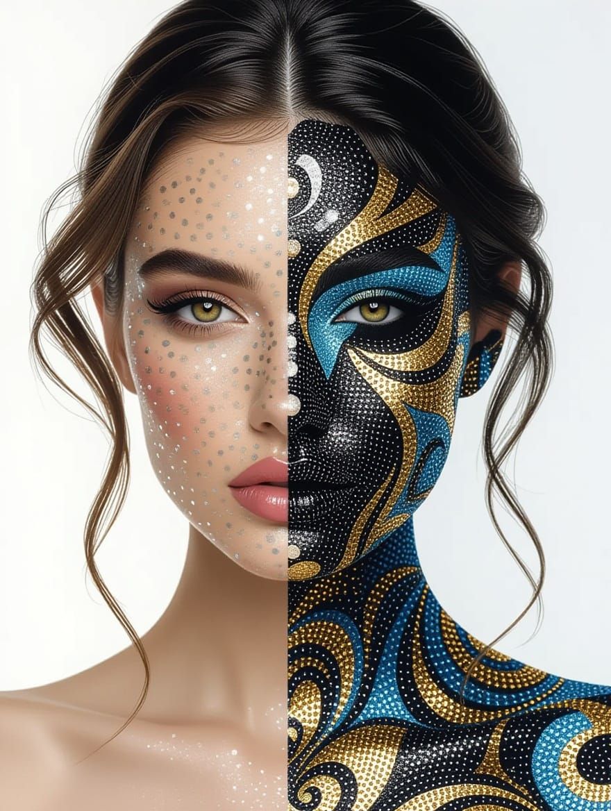 Surreal Portrait Masterpiece in Pointillism and Oil