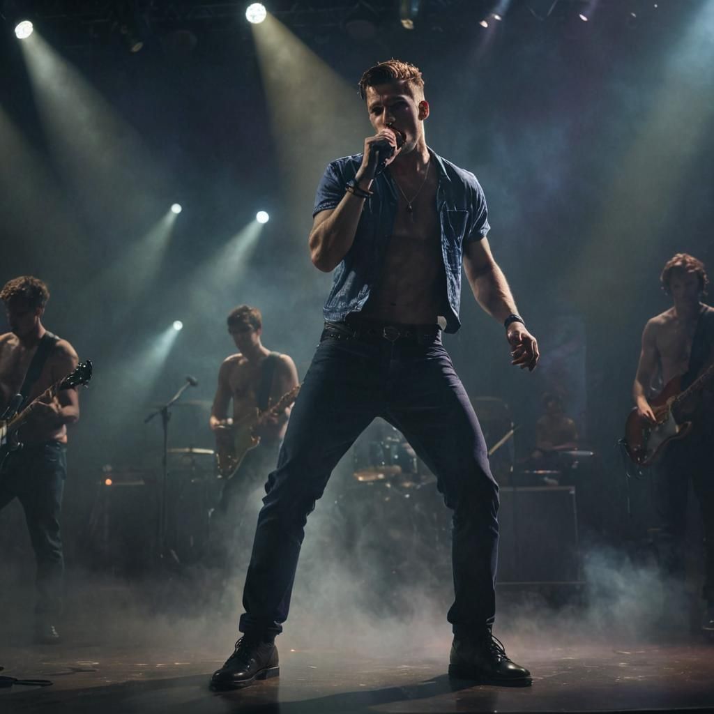 Dynamic Concert Photography of Singer on Stage