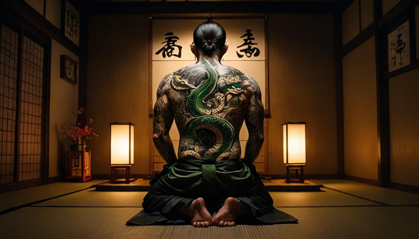 Yakuza Serpent Tattoo in Anime Film Still