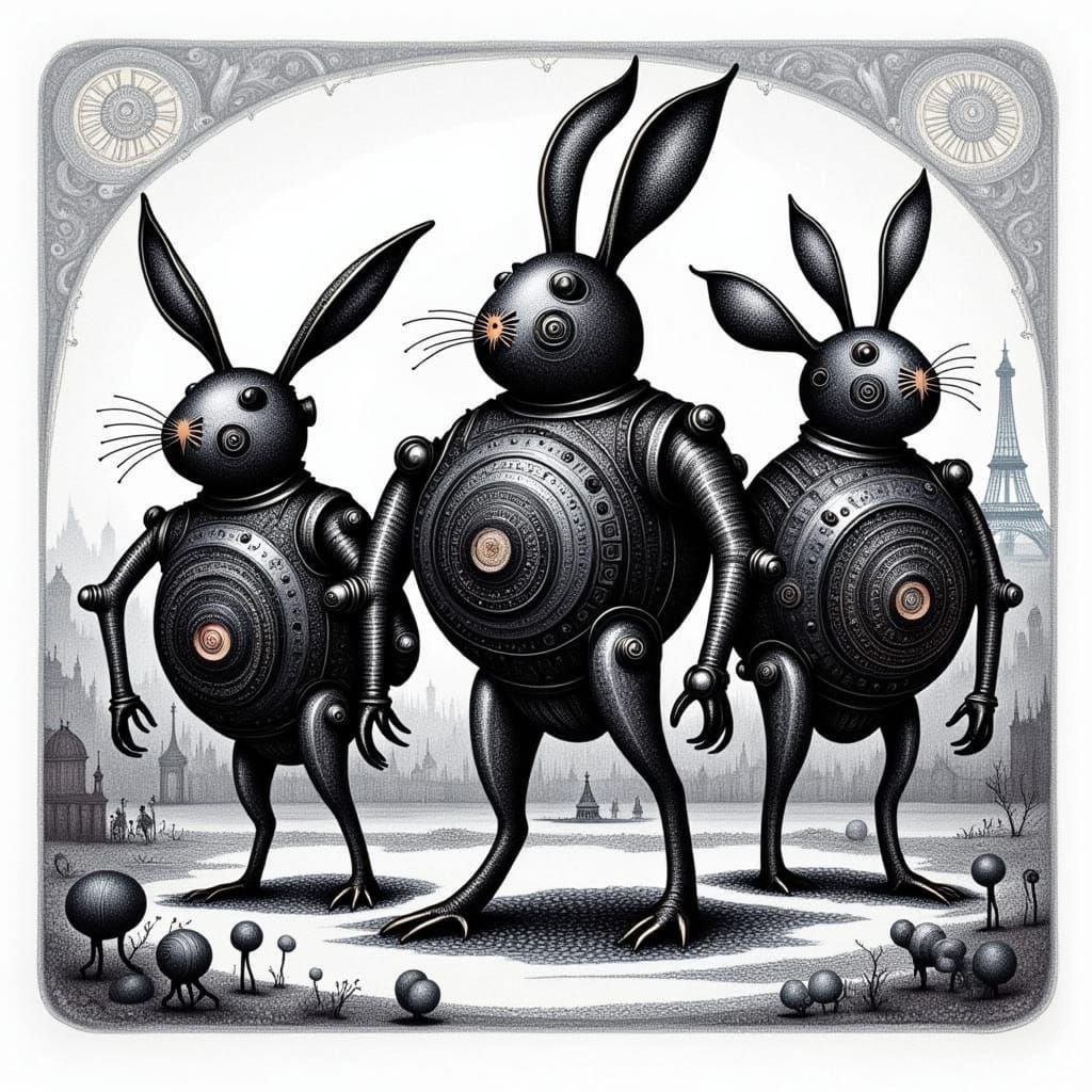 Steampunk Rabbits Invade London in Elaborate Engraving