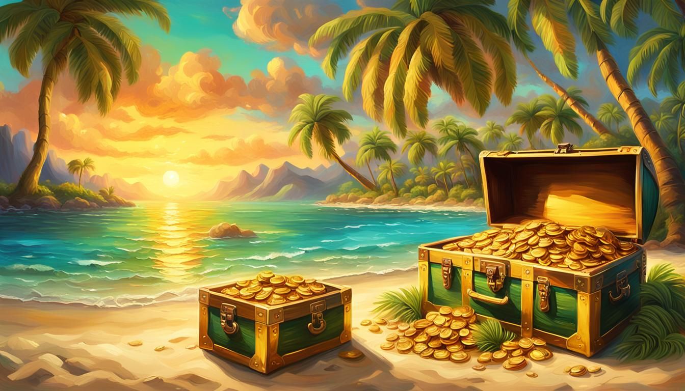 Paradise Island Treasure: Vibrant Oil Painting