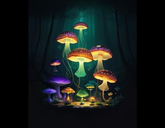 Jellyfish in Toadstool Forest: Beatrix Potter Style