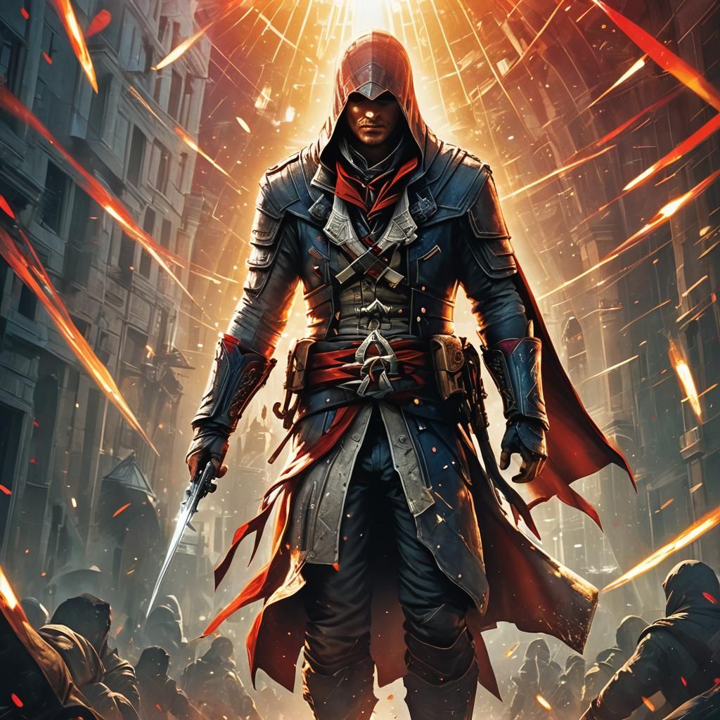 Assassin's Creed Illustration with Lens Flare Effects