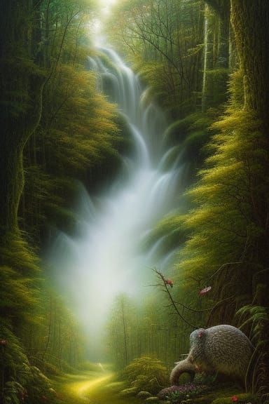 Nature Goddess Lullaby: Detailed Forest Illustration