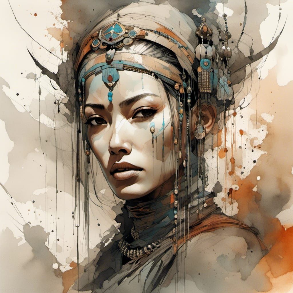 Amazigh Woman with Cyberpunk Cyborg Attachments