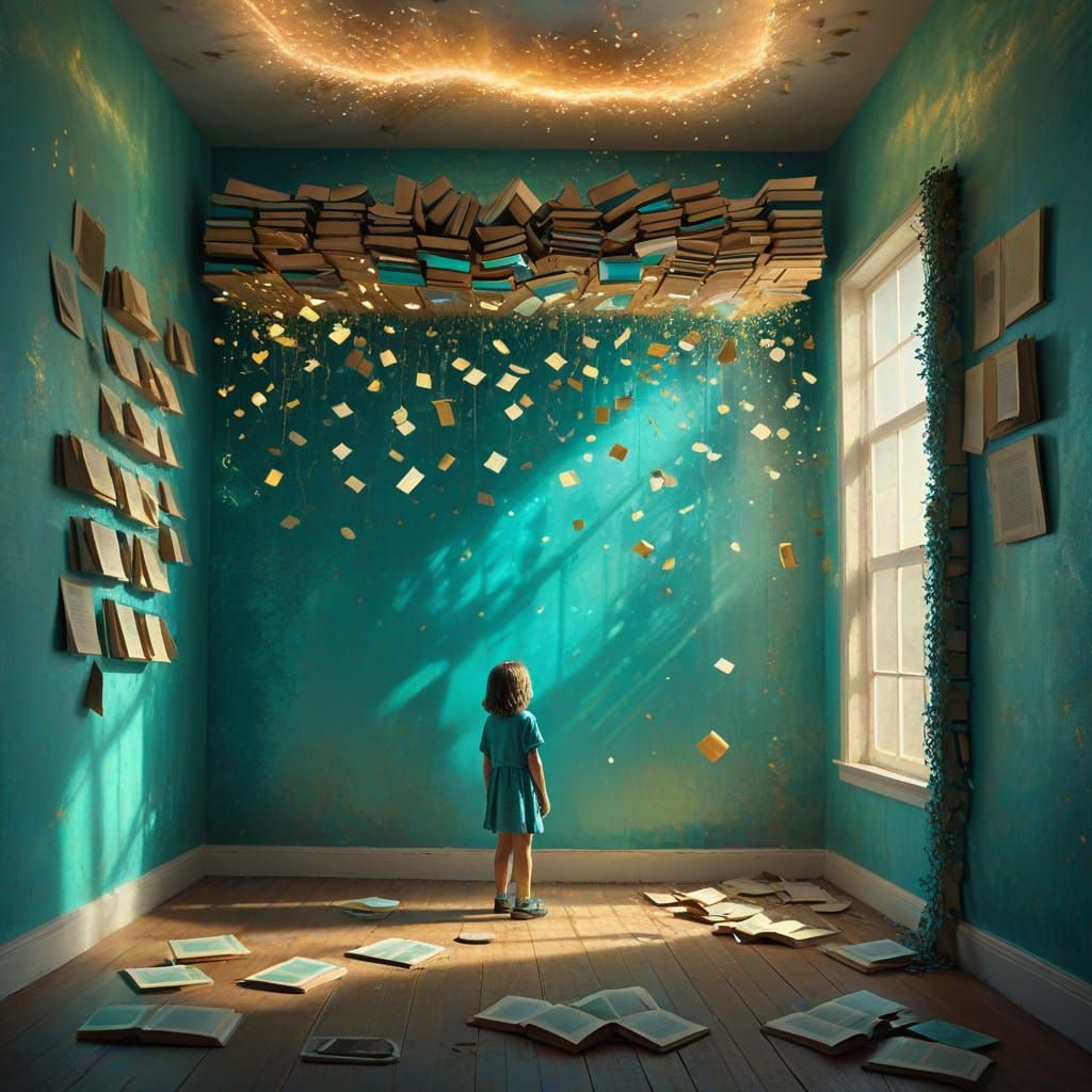 Dreamy Surreal Scene with Glowing Memories