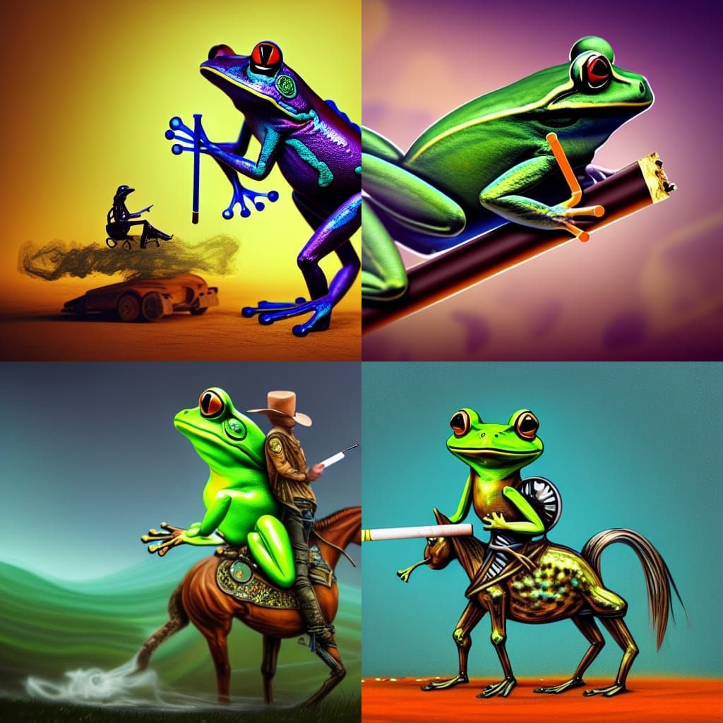 Frog Rides Horse, Steampunk Psychedelic Art