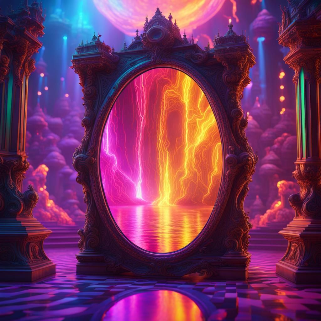 Dreamlike Laser Light Reflections in Detailed Matte Painting