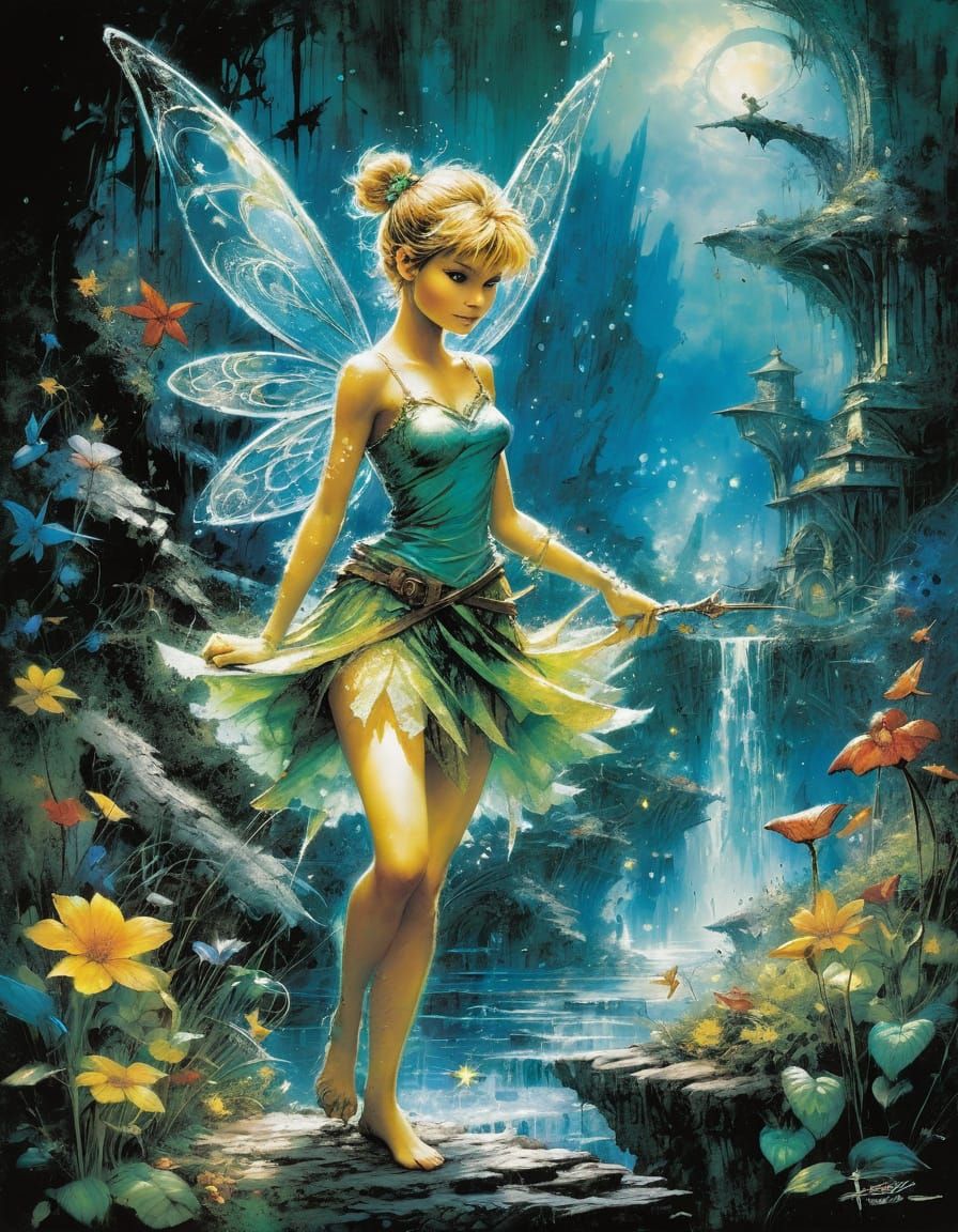 Tinkerbell and Wendy in Neverland Abstract Art