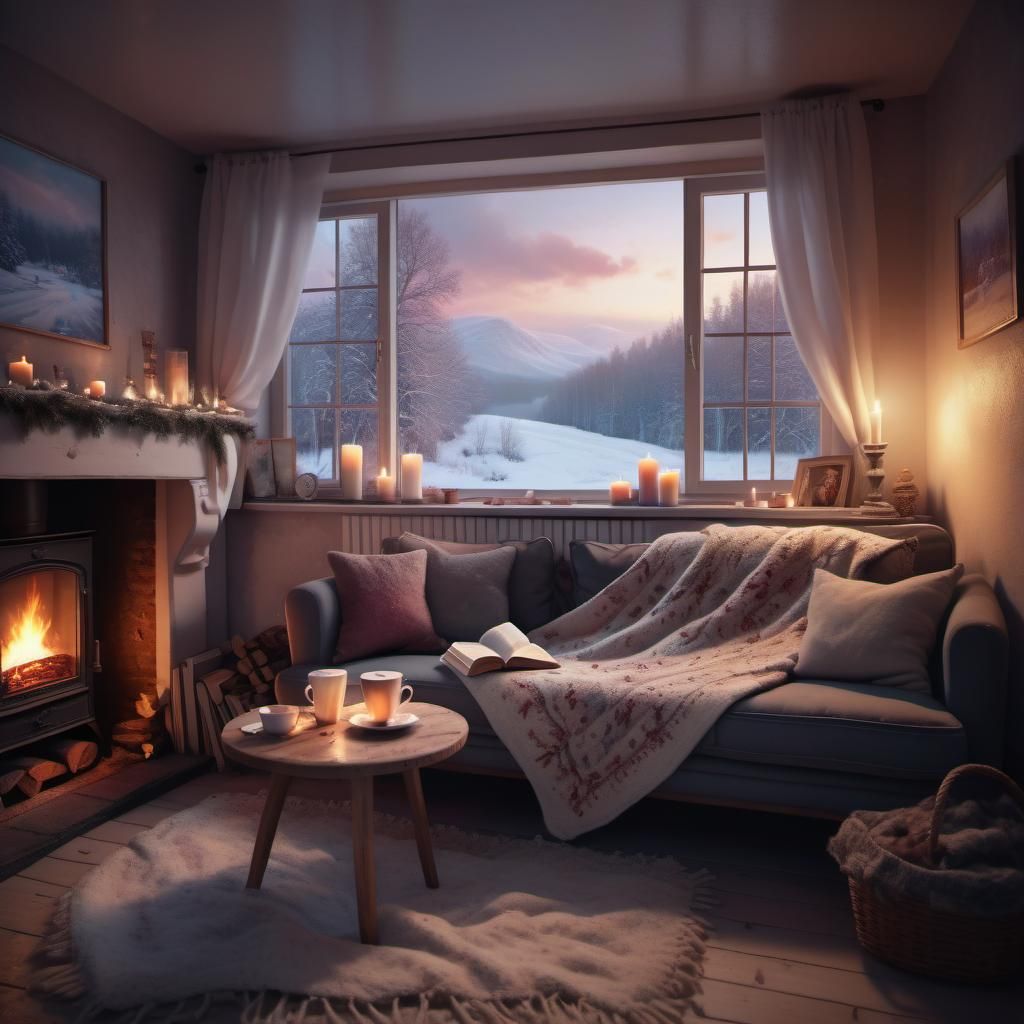 Cozy Winter Interior in Shabby Chic Style