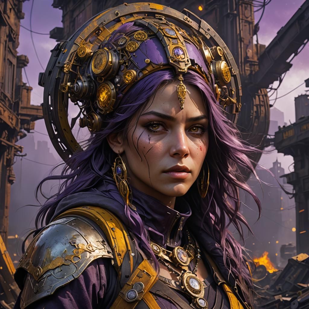 Post-Apocalyptic Woman Portrait in Dark Fantasy Style