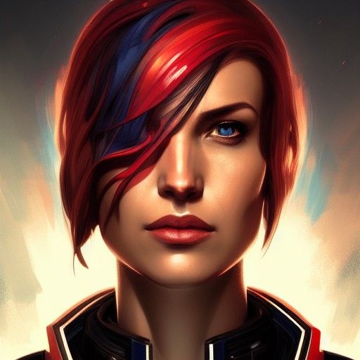 Commander Shepard Portrait in Modern Digital Art Style