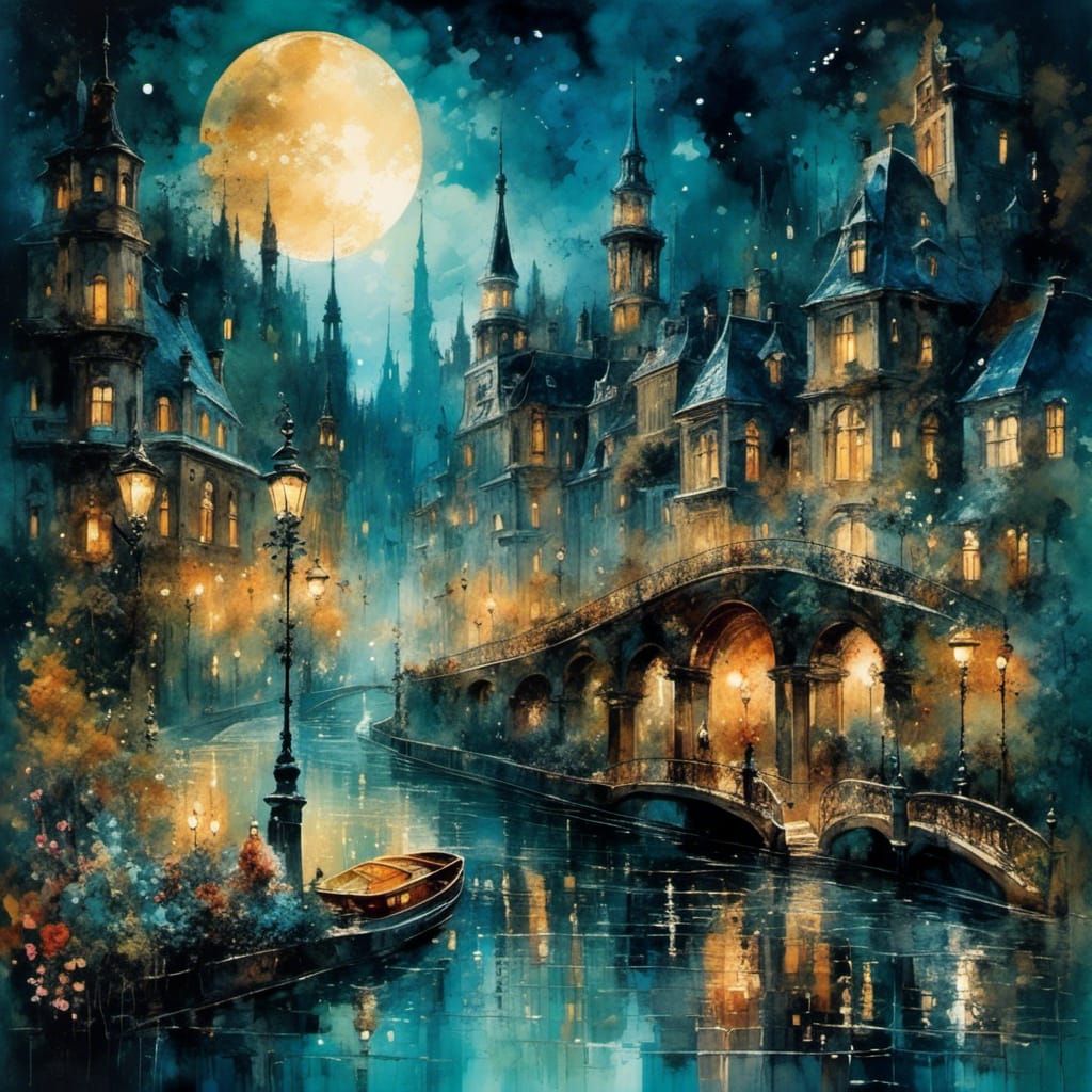 Watercolor Raccoon in Enchanting Moonlit Forest